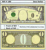 Image of Zero Dollar Novelty Currency Bill