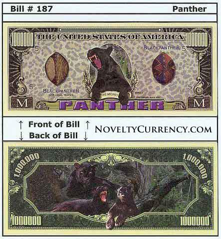 Panther Novelty Currency Bill