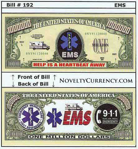 EMS - Emergency Medical Services Novelty Currency Bill