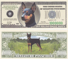Miniature Pinscher Dog Novelty Currency Bill