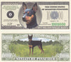 Image of Miniature Pinscher Dog Novelty Currency Bill
