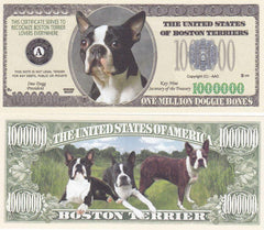 Boston Terrier Dog Novelty Currency Bill