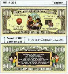 Teacher - World's Greatest Teacher Novelty Currency Bill