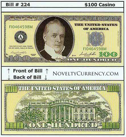 $100 Funny Money Novelty Currency Bill