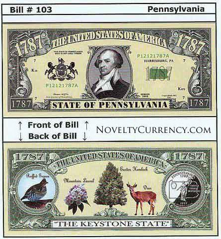 Pennsylvania - The Keystone State - Commemorative Novelty Bill