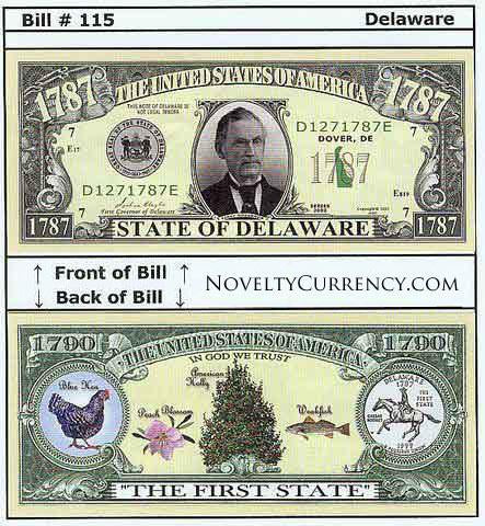 Delaware - The First State - Commemorative Novelty Currency Bill