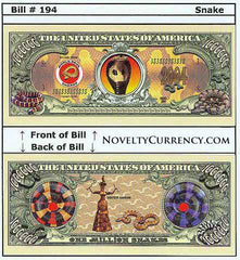 Snake Novelty Currency Bill