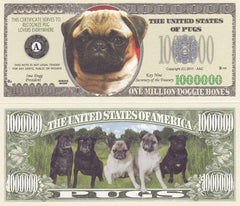 Pug Dog Novelty Currency Bill