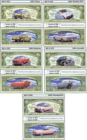 Classic Cars Complete Set (5 Different Bills Per Set)