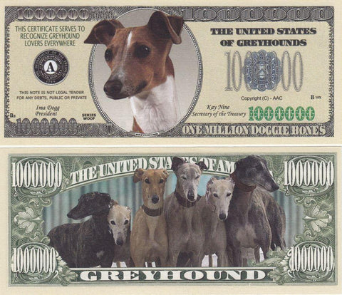 Greyhound Dog Novelty Currency Bill