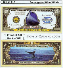 Blue Whale Endangered Species Novelty Currency Bill