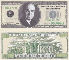 $100,000 Novelty Currency Bill