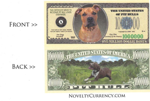 Pitbull Dog Novelty Currency Bill