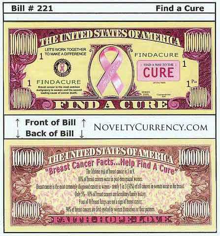 Find A Cure - Breast Cancer - Novelty Currency Bill