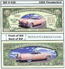 1956 Ford Thunderbird Classic Car Novelty Currency