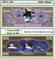 Killer Whale (Orca) Novelty Currency Bill