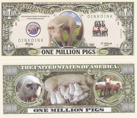 Pig Novelty Currency Bill