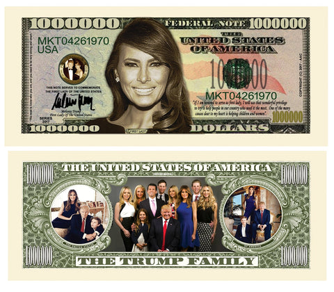First Lady Melania Trump And Trump Family Novelty Currency Bill