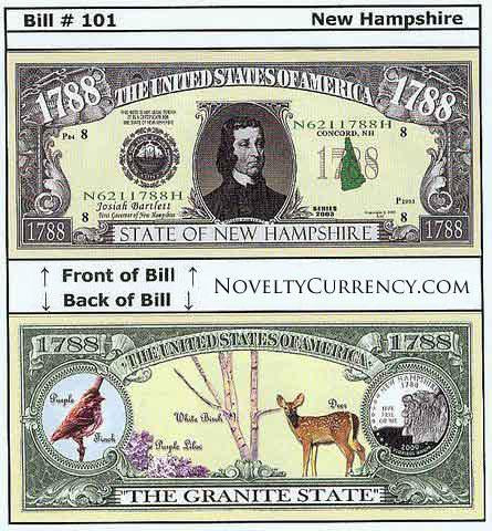 New Hampshire - The Granite State - Commemorative Novelty Bill