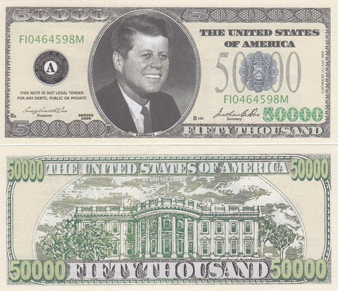 $50,000 Novelty Currency Bill