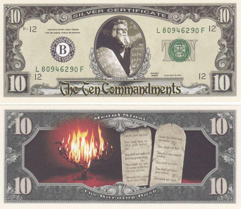 Moses 10 Commandments Novelty Currency Bill