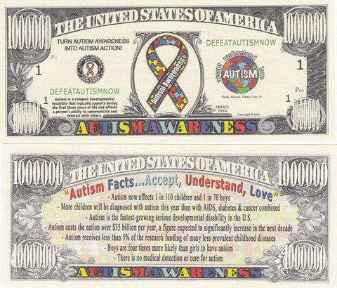 Autism Novelty Currency Bill