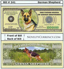 German Shepherd Novelty Currency Bill
