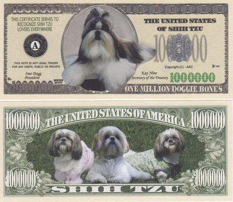 Shih Tzu Dog Novelty Currency Bill
