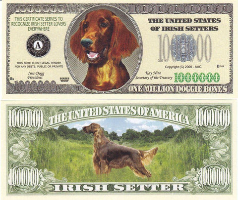 Irish Setter Dog Novelty Cureency Bill