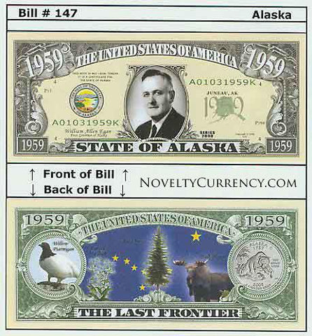 Alaska - The Last Frontier - Commemorative Novelty Currency Bill