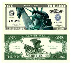 One Trillion Dollar Funny Money Novelty Currency Bill