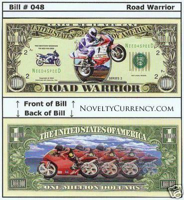 Road Warrior (Racing Bikes) Novelty Currency Bill