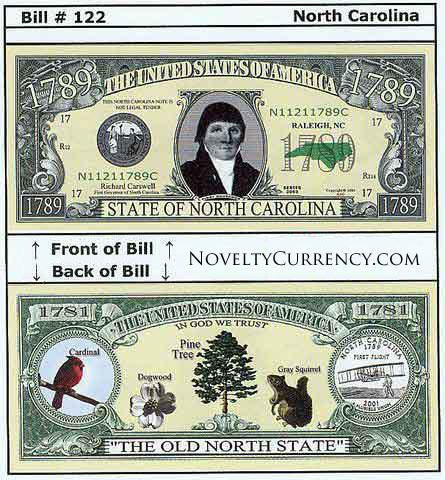 North Carolina - The Old North State - Commemorative Bill