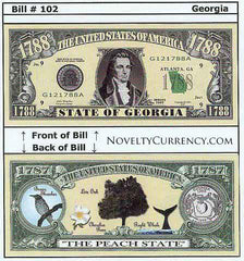 Georgia - The Peach State - Commemorative Novelty Currency Bill