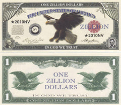 Zillion Dollar Novelty Currency Bill
