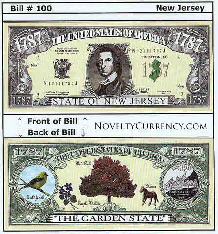 New Jersey - The Garden State - Commemorative Novelty Bill